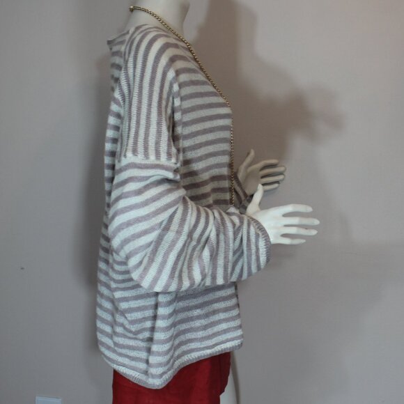 ALL SAINTS Cassio Striped Oversized Boat Neck Long Sleeve Sweater size Large - Picture 3 of 8